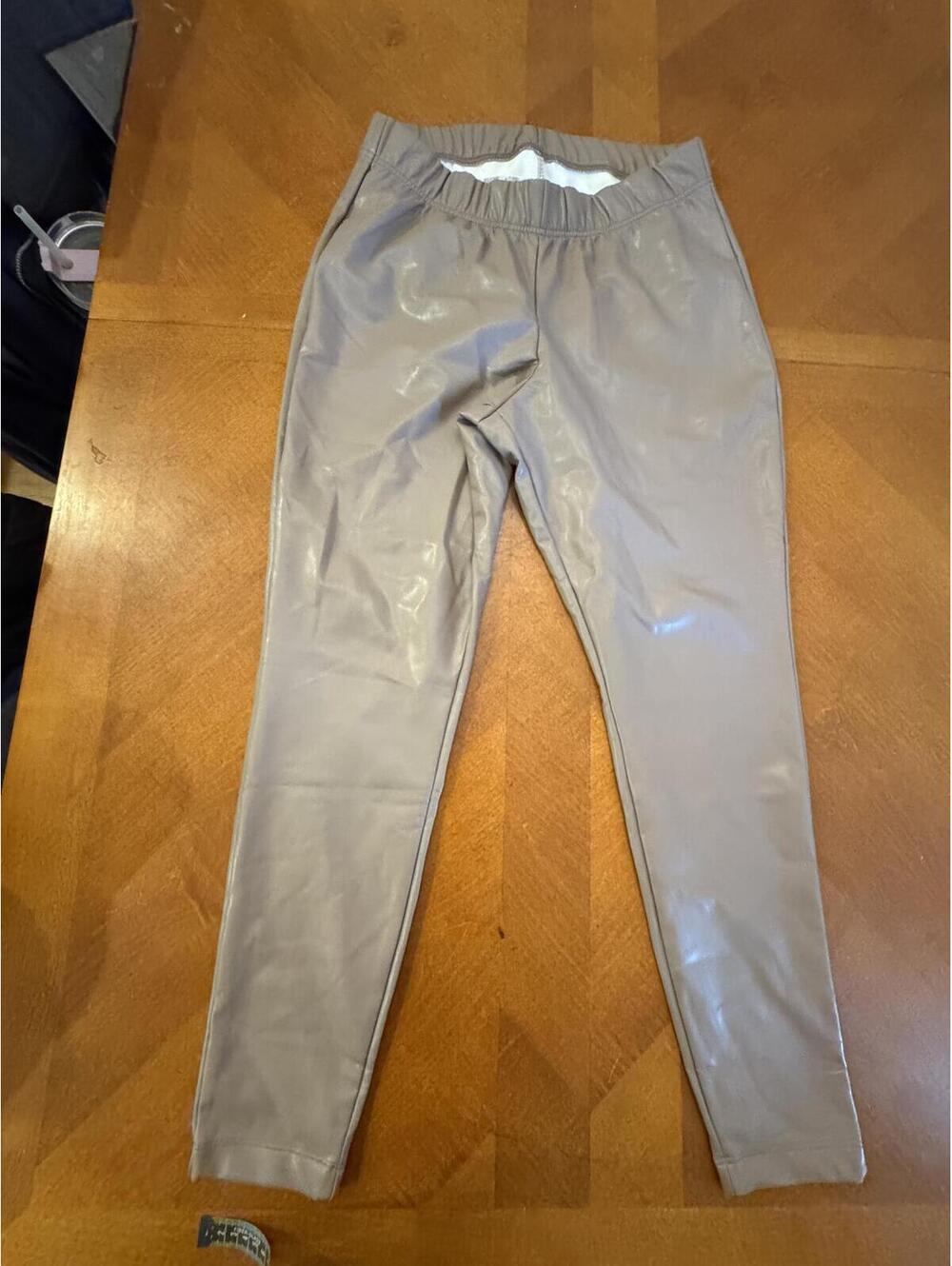 Old Navy Taupe Faux Leather Leggings with Elastic Waistband